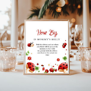 Boho How big is mom Belly baby shower game sign