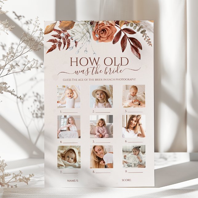 Boho How Old Was The Bride Bridal Shower Game (Creator Uploaded)