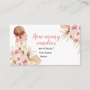 Boho Ice Cream Floral Guess How Many Candies Enclosure Card