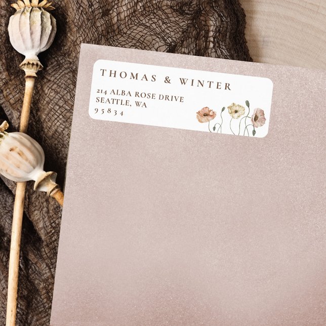 Boho Icelandic Watercolor Iceland Poppy Flowers (Boho Icelandic Watercolor Iceland Poppy Flowers Label)