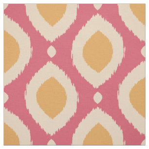 Boho Ikat Print Pink Mustard Tribal Pattern Girly Fabric