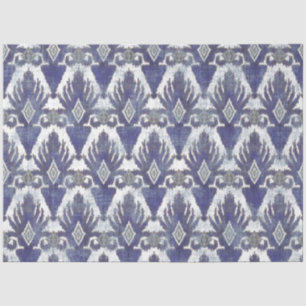 BOHO IKAT Vintage Tribal Rustic Blue Decoupage Tissue Paper