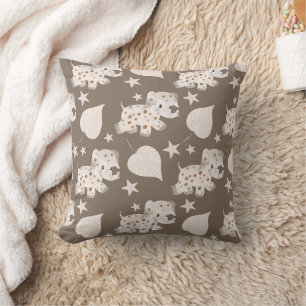 Boho in Neutrals: Baby Elephants Nursery Throw Pillow