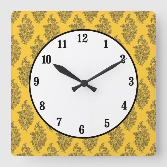 Boho India Block Print Square Wall Clock (Front)