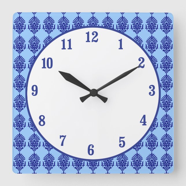 Boho India Block Print Square Wall Clock (Front)
