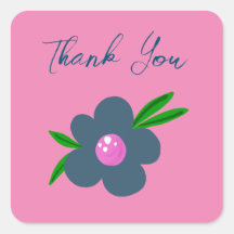 Boho Indigo Fleur | Autocollant carré pour fête