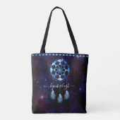 Boho Indigo Tribal Celestial Mandala Dreamcatcher Tote Bag (Back)