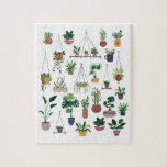 Boho Indoor Outdoor Plant Illustration Art Jigsaw Puzzle<br><div class="desc">For the person in your life who believes that one can never have too many plants,  a modern boho style illustration of a variety of indoor and outdoor plant types including trendy monstera leaves,  hanging plants,  ferns,  bonsai,  houseplants,  and more.</div>