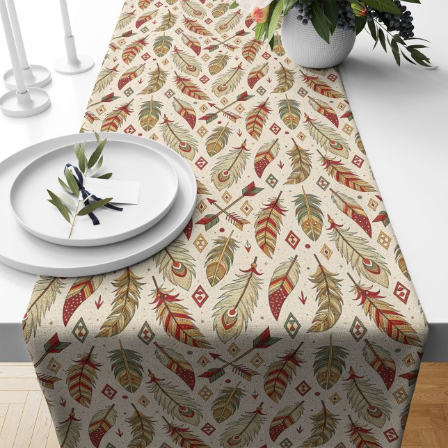Boho-Inspired Feathers Arrows Table Runner Accent (Boho-Inspired Feathers Arrows Table Runner Accent)