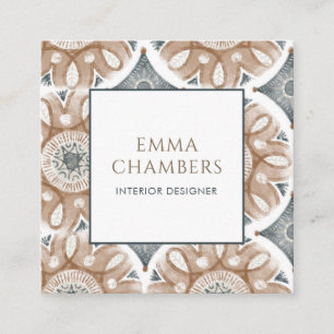 Boho Interior Designer Earthy Muted Colour Abstrac Square Business Card