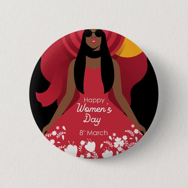 boho international womens day 2 inch round button (Front)