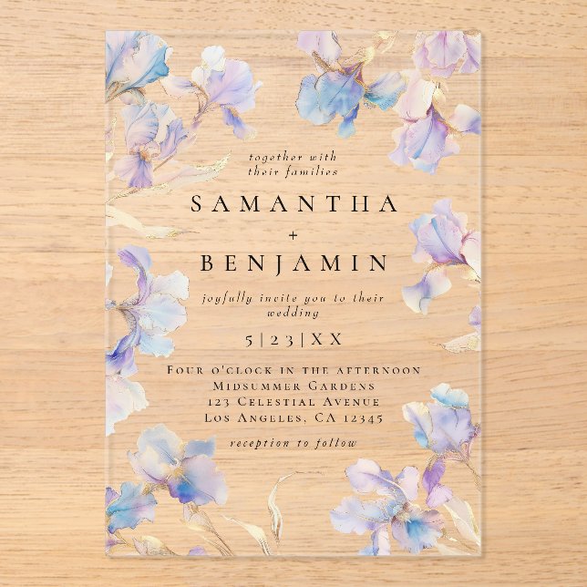 Boho Iris Wedding Acrylic Invitations (Front)