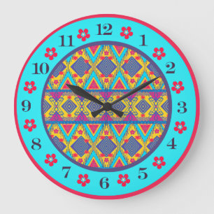 Boho Island Tribal Large Clock