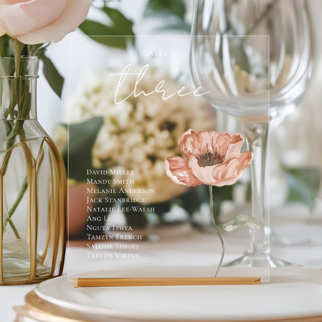 Boho Islandais Aquarelle Islande Poppy Flower Ongl (Boho Icelandic Watercolor Iceland Poppy Flower Table Number)