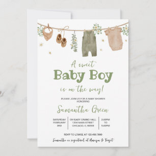 Boho It's a Boy Baby Clothes Baby Shower Invitation