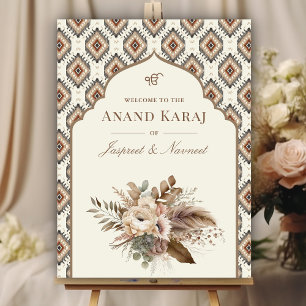 Boho Ivory Anand Karaj Sikh Wedding Welcome Sign