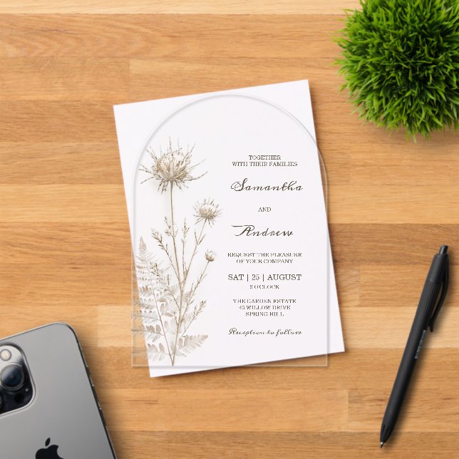 Boho Ivory Arch Acrylic Wedding Invitations (Insitu (Invitation Card))