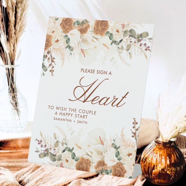 Boho Ivory Calla Lilies Heart Guestbook Sign (Creator Uploaded)
