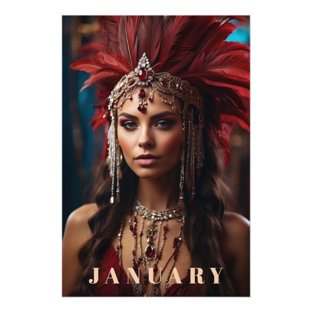 *~* Boho JANUARY Headdress GARNET AP53 Photo Print (Front)