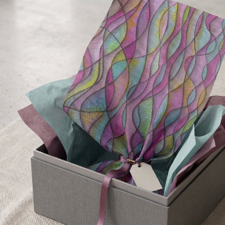 Boho Jewel Tone Abstract Wavy Pattern Tissue Paper