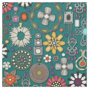 boho jewel treasures viridian green fabric