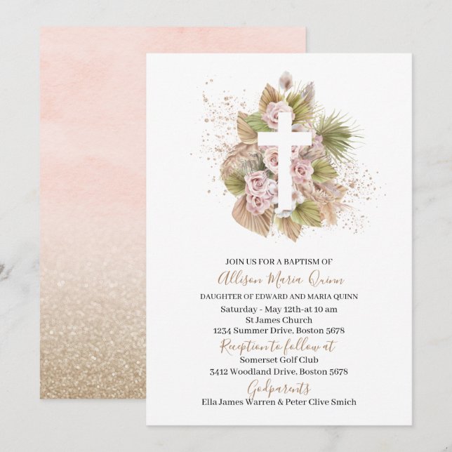 Boho Join us for a baptism of Invitation (Front/Back)