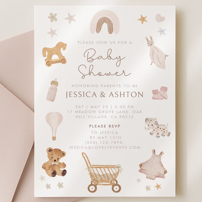 Boho Jouets en bois Baby shower Invitation (Créateur téléchargé)
