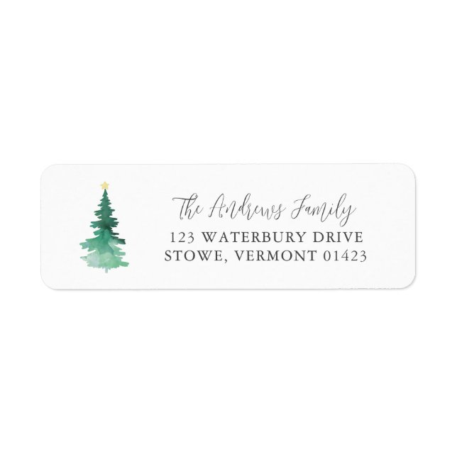 Boho Joyeux Noël Aquarelle Arbre Adresse (Devant)