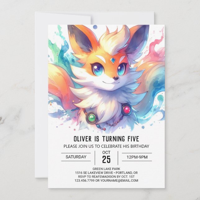 Boho Joyful Fox Birthday Invitation (Front)