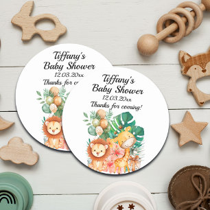 Boho Jungle Animals Baby Shower  Classic Round Sticker