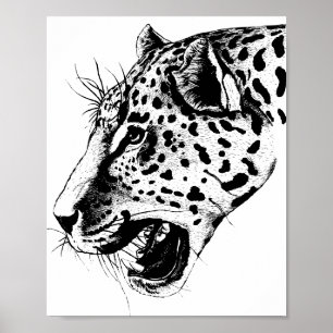 Boho Jungle black and white Vintage Lovely leopard Poster