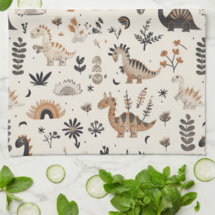 Boho Jungle Dinosaur Pattern Kitchen Towel