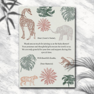 Boho Jungle Safari Baby Shower Thank You Card
