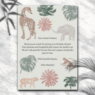 Boho Jungle Safari Baby Shower Thank You Invitation