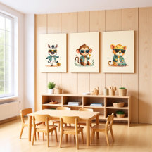 Boho Jungle Safari Nursery Art | Jeu de 3 impressi