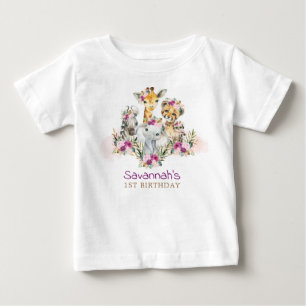Boho Jungle Safari Wild Animals Baby Birthday T-Shirt