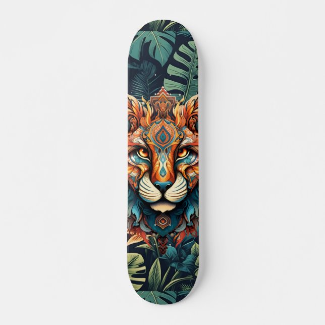 Boho Jungle Tiger Skateboard (Devant)