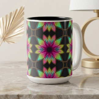 Boho Kaleidoscope Fiesta Two-Tone Coffee Mug