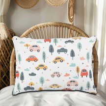 Boho Kids Cars, Trees & Clouds Pattern