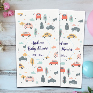 Boho Kids Cars, Trees & Clouds Pattern Baby Shower Napkin