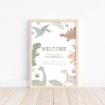 Boho Kids Dinosaur-Theme Birthday Sign Poster<br><div class="desc">Welcome all the dino-mite kids to your little guys boho-dinosaur themed birthday celebration! This design can be fully customized to suit your preferences,  and the colours used for the dinosaurs are 100% editable. Click 'edit this design' to customize further!</div>