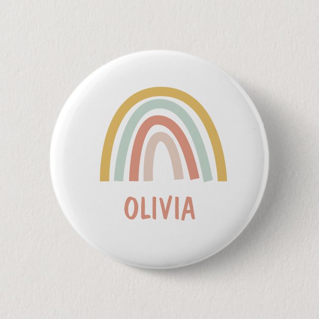 Boho Kids Rainbow Personalized 2 Inch Round Button (Front)