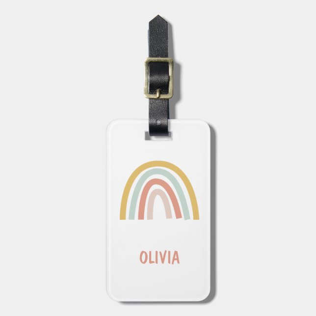 Boho Kids Rainbow Personalized Luggage Tag (Front Vertical)