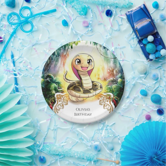 Boho Kids Snake Birthday Paper Plate (Party)