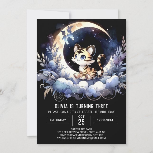 Boho Kids Tiger Birthday Invitation (Front)