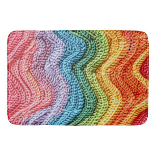 Boho Knit Striped Colourful, Cozy & Artisanal Vibe Bath Mat