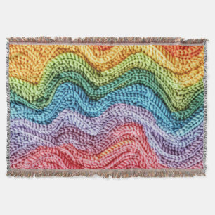 Boho Knit Striped Colourful, Cozy & Artisanal Vibe Throw Blanket