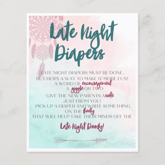 Boho Late Night Diapers Activity (Front)