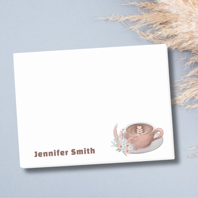 Boho Latte With Flowers Personalized Post-it Notes (Creator Uploaded)