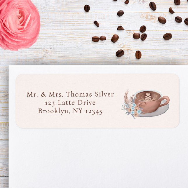 Boho Latte With Flowers Return Address (Creator Uploaded)